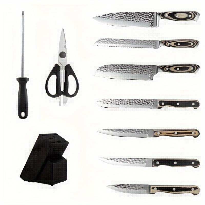 Knife Set Kitchen Knife Set With Built In Knife Sharpener - Temu