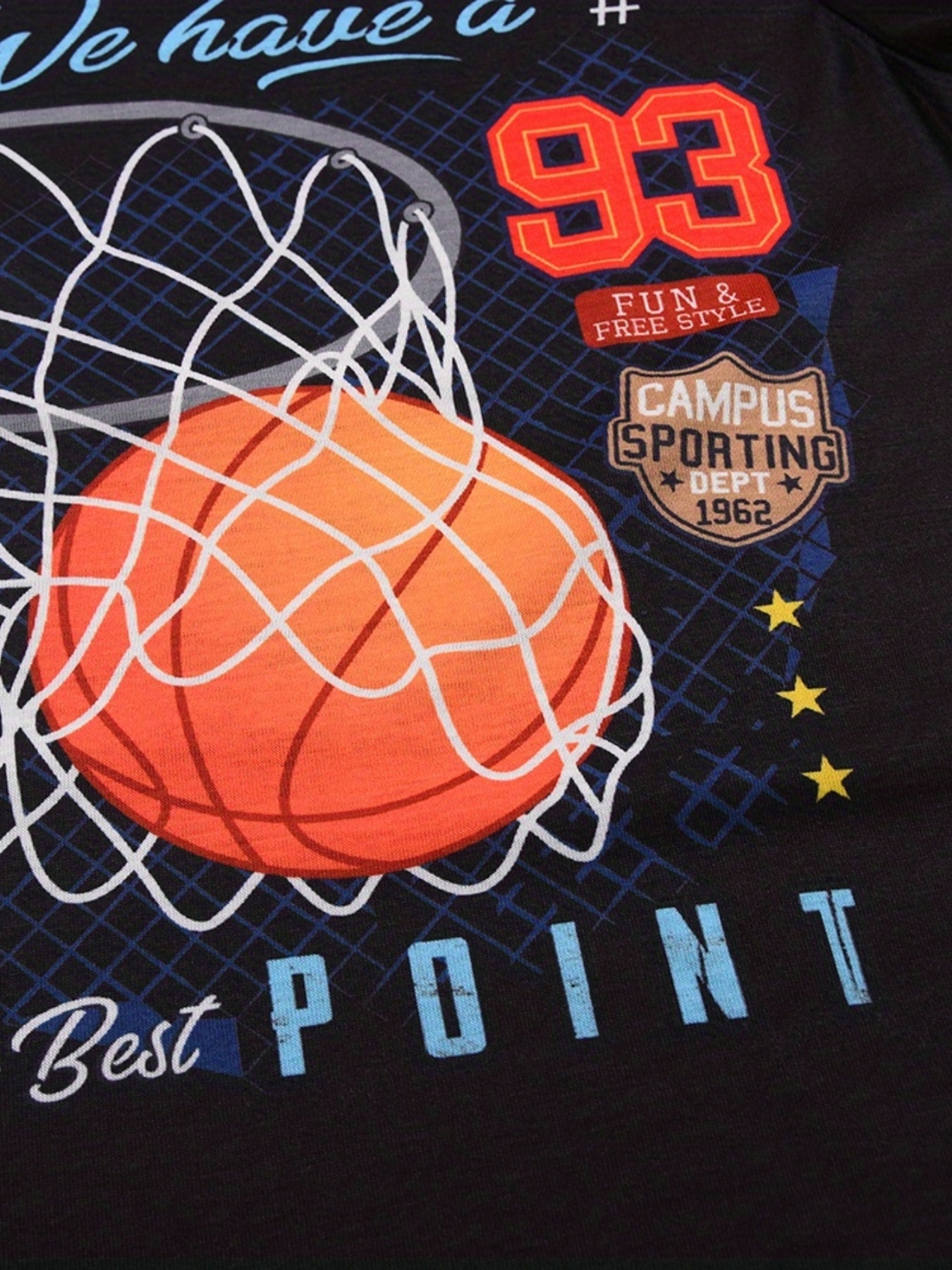 Basketball Print Boys Creative T Shirt Casual Lightweight Comfy