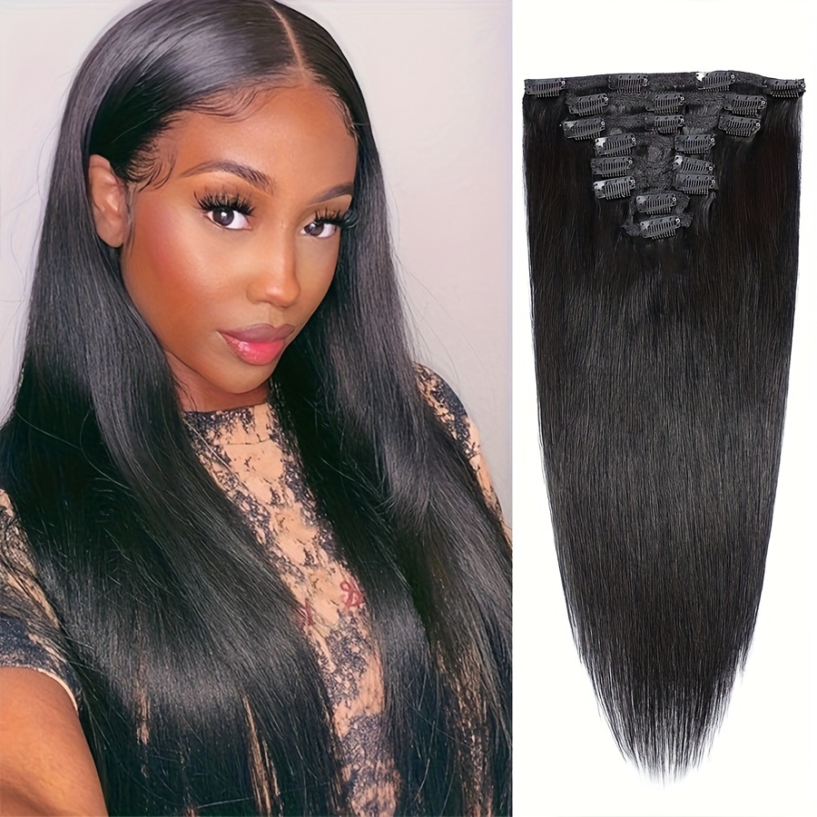 Clip In Hair Extensions Hair Extensions Thick Long Lace Weft - Temu