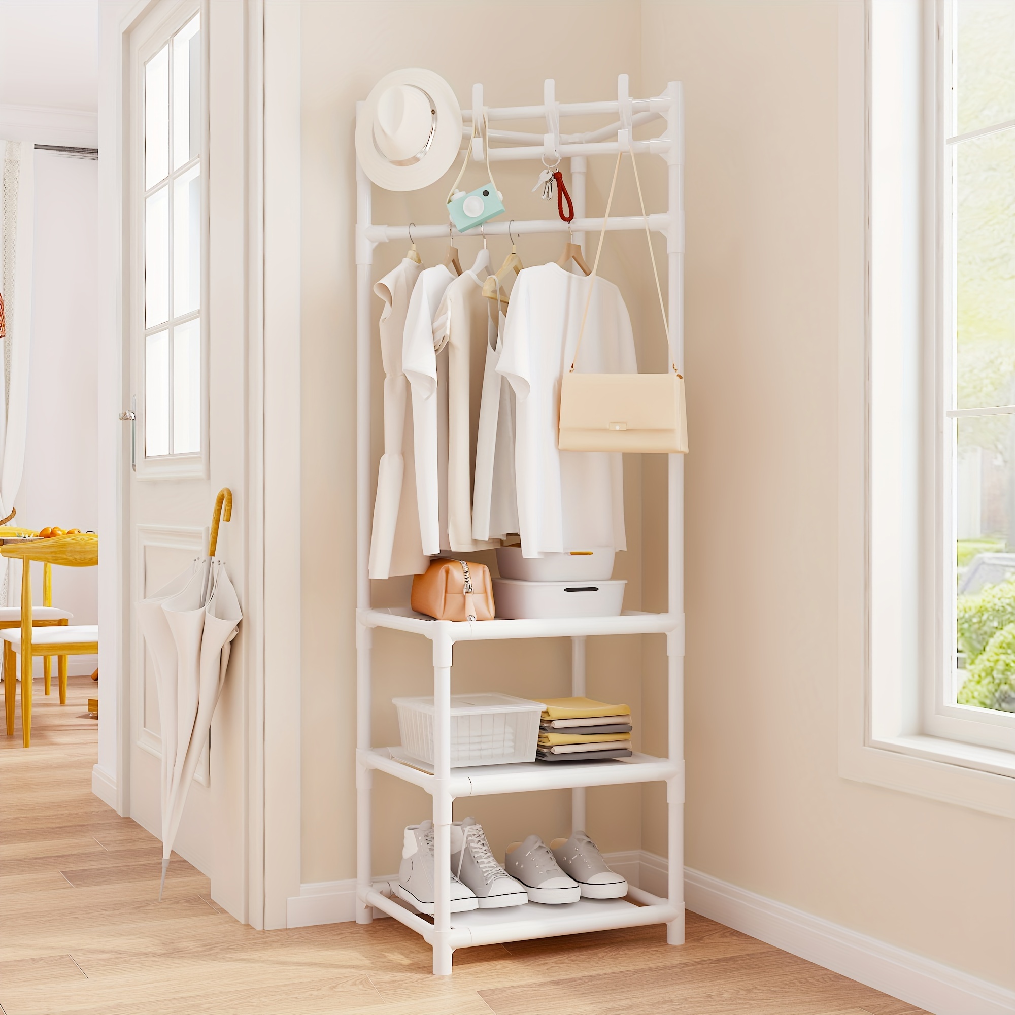 Simple Coat Rack Shoe Rack Integrated Floor Corner Storage - Temu