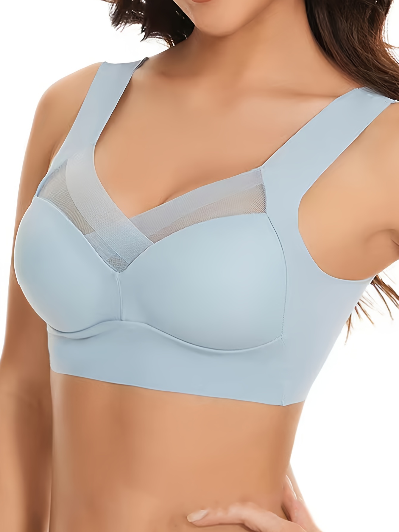 Contrast Mesh Wireless Bras Comfy Skin friendly Everyday - Temu