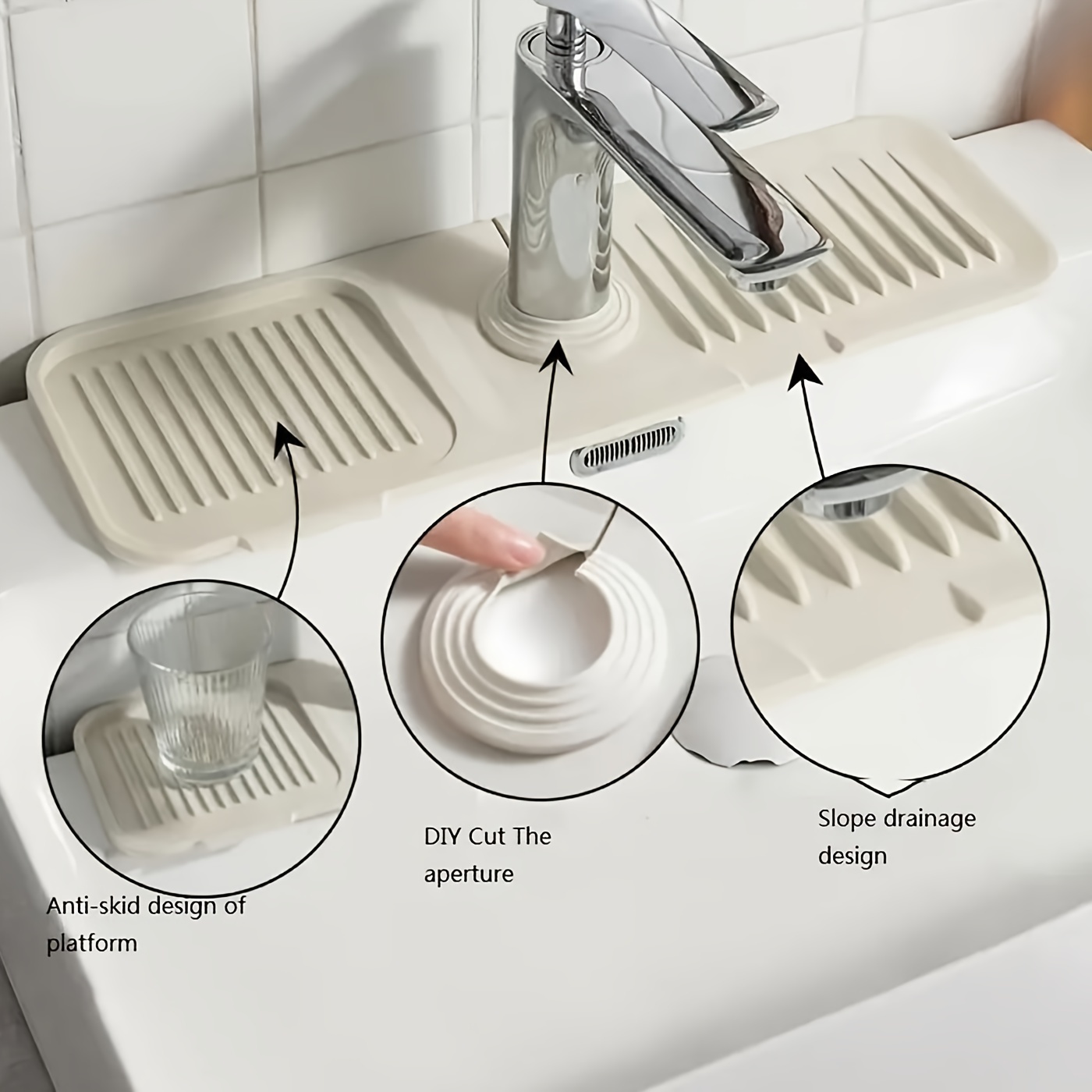 Drain Pad Heightened Slope Drain Pad Faucet Sink Anti splash - Temu