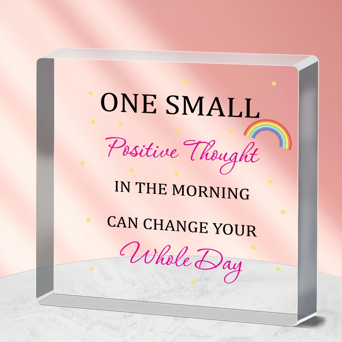 Square Acrylic Plaque,acrylic Inspirational Quotes Gifts, Small Positive  Thought In The Morning Can Change Your Whole Day Office Desk Decor, Square  Paperweight For Women Men Friends Boss Birthday, - Temu