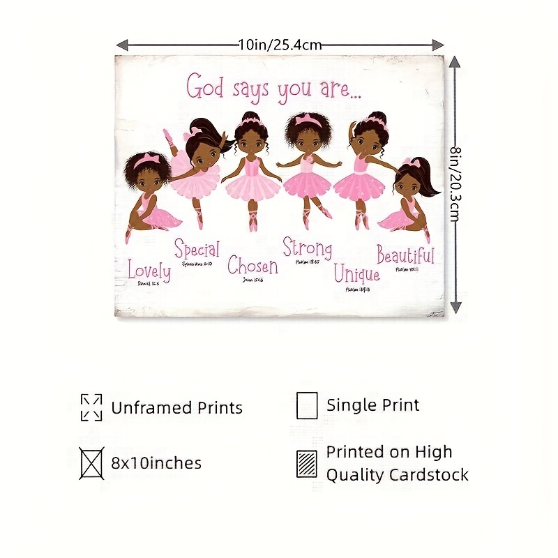 Ballerinas in Pink Christian Bible Verses Quotes Nursery Kids 