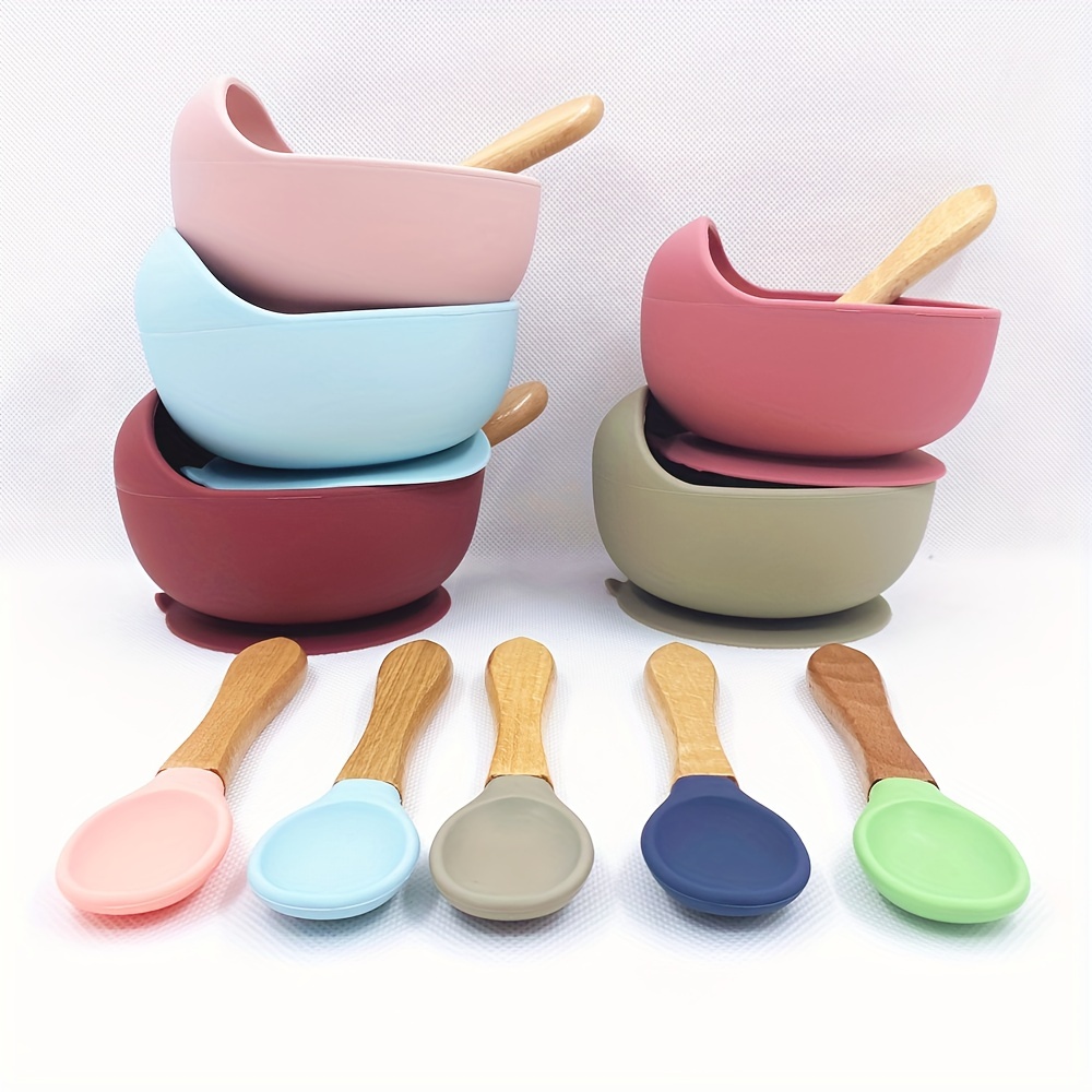 Baby Silicone Bowls With Suction Toddler Bowls And Spoons - Temu