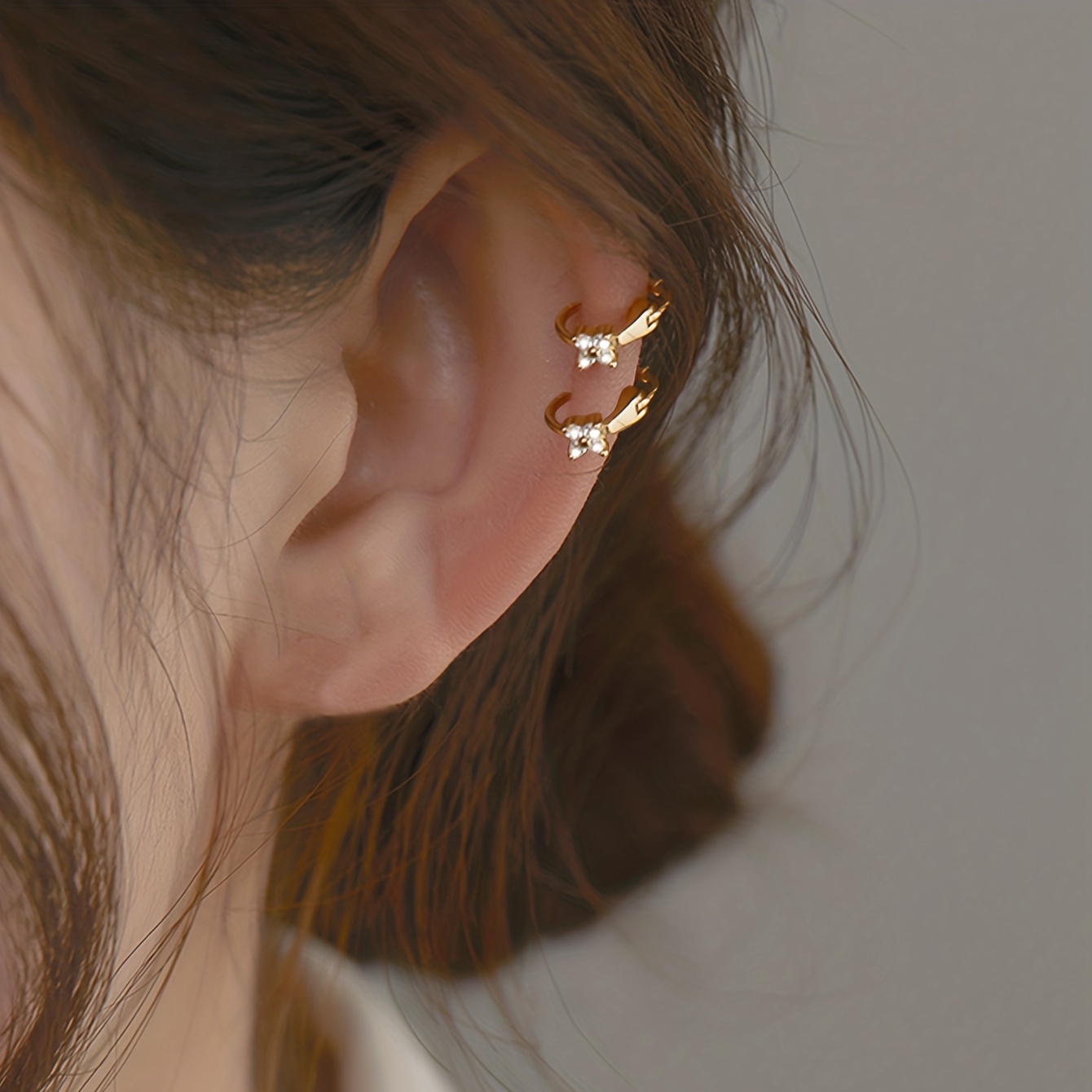 

Clover Design Full Shiny Zircon Decor Hoop Earrings Elegant Cute Style Copper Jewelry Lucky Ear Ornaments For Women