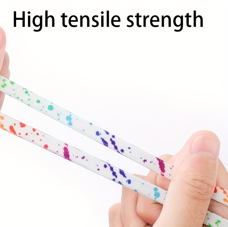 1 Pair Ink Splashing Lazy Free Tie Elastic Shoelaces, Elastic Multicolor Shoelaces With 4pcs Metal Press Buckles