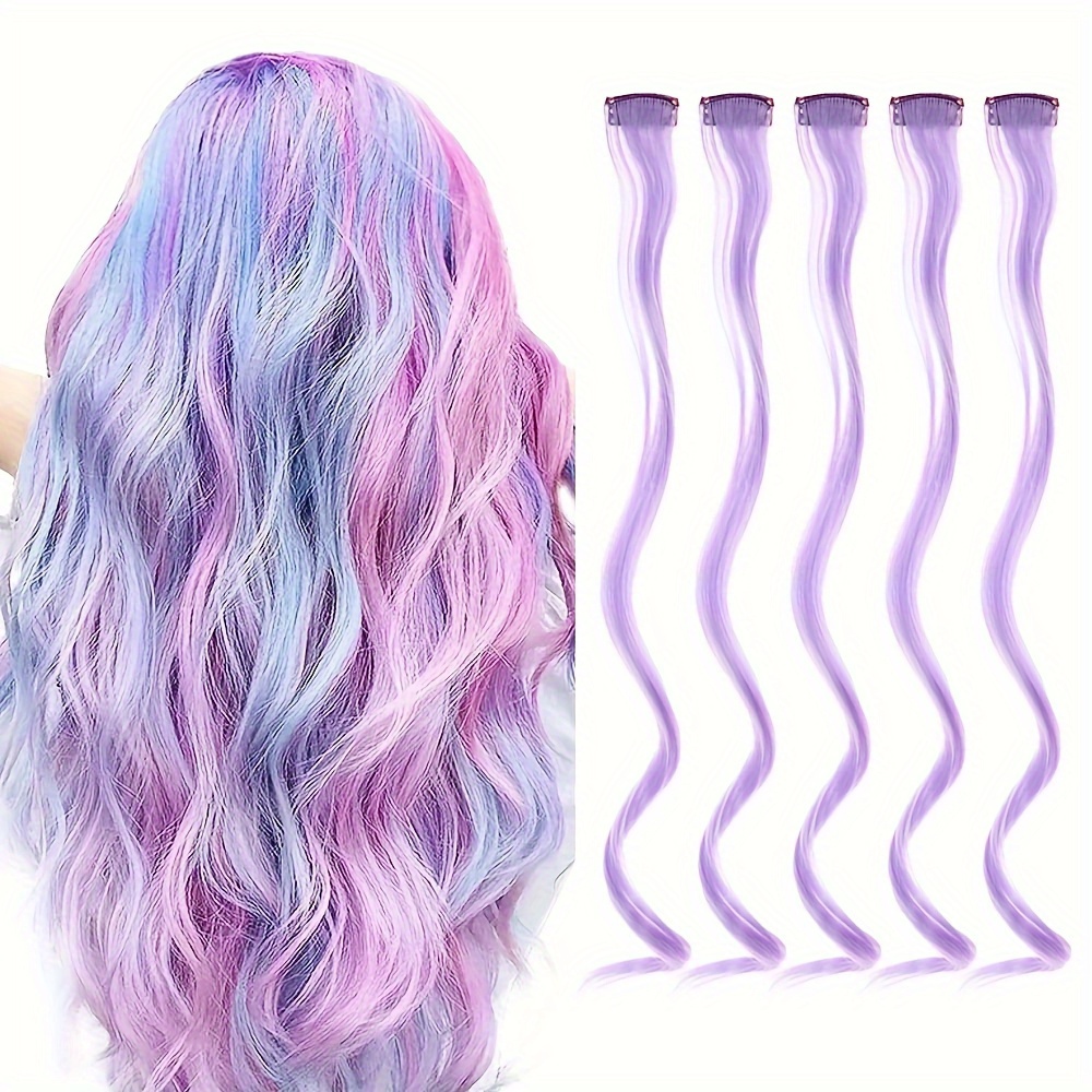 5pcs/set Y2K Long Curly Hair Extensions Party Highlight Multi