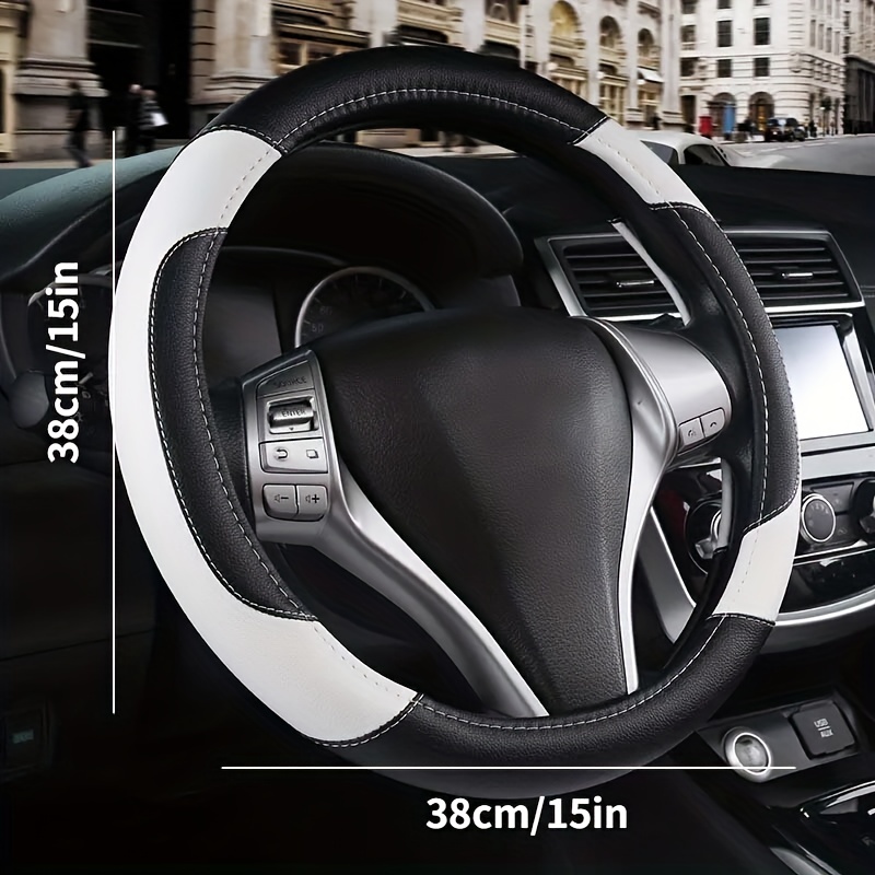 Universal Car Steering Wheel Cover Accessories PU Leather Auto Non-slip  15/38cm