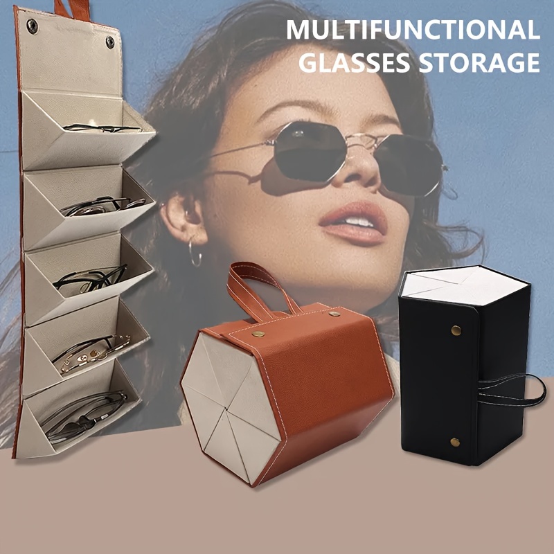 Organizador de gafas de sol de calidad premium con revestimiento de  terciopelo suave exterior de piel sintética