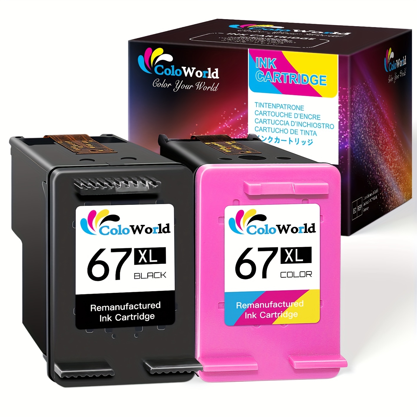 Coloworld 67XL Cartuccia d'inchiostro Combo Pack compatibile per cartucce  d'inchiostro 67 XL Funziona per DeskJet 1210 1212 Deskjet Plus 4110 4120  4121 Envy 6010 6020 6022 Envy Pro 6420 6422 6430 (1 nero, 1 tri-color) -  Temu Italy