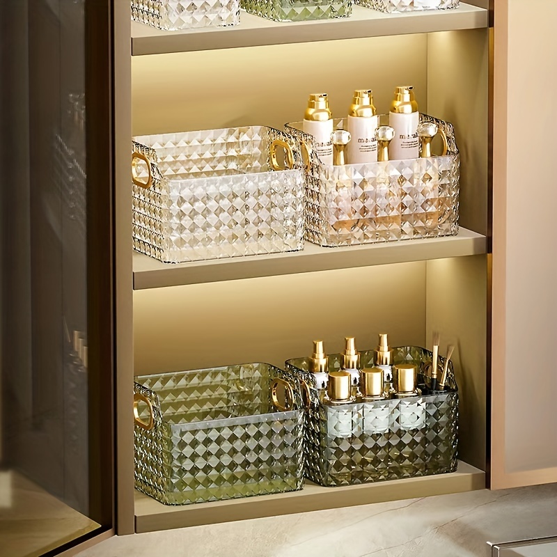 Golden Makeup Organizer Bathroom Storage Box Desktop Make Up