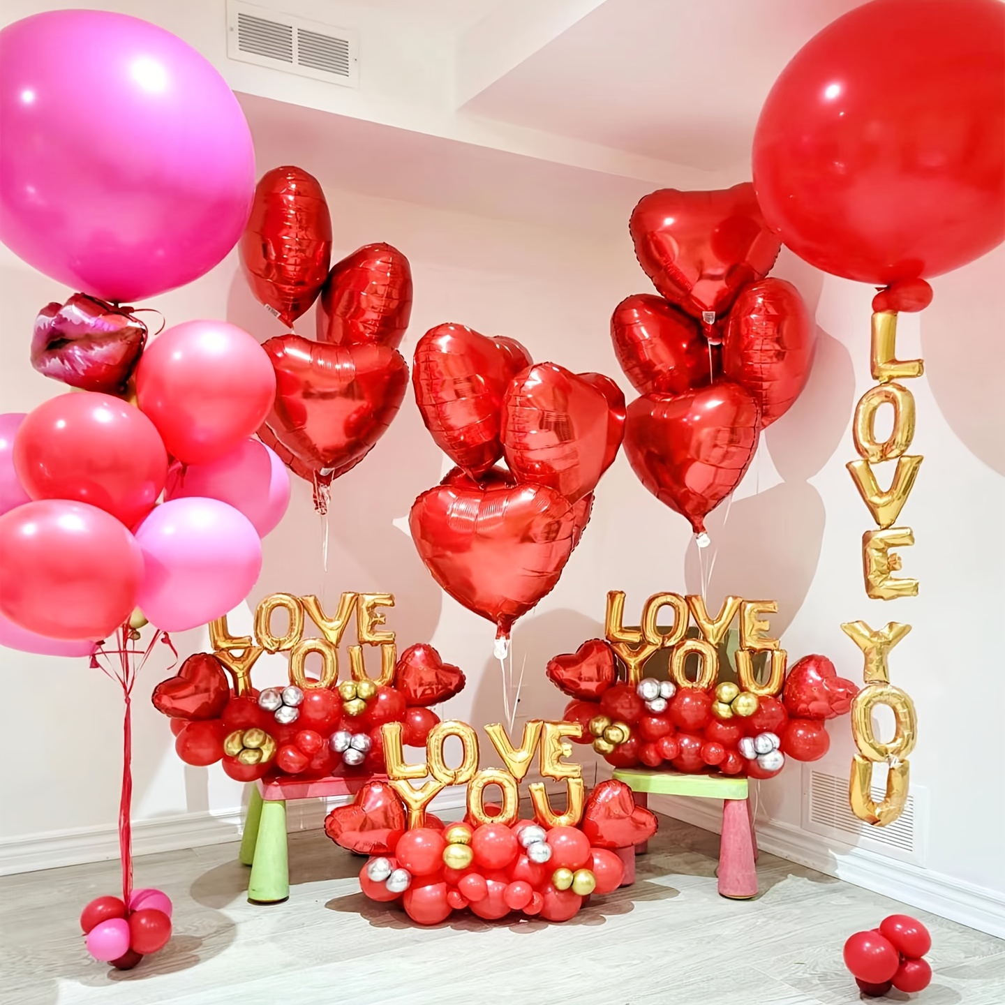 Conjunto Decoración San Valentín 50 Globos Rojos En Forma - Temu