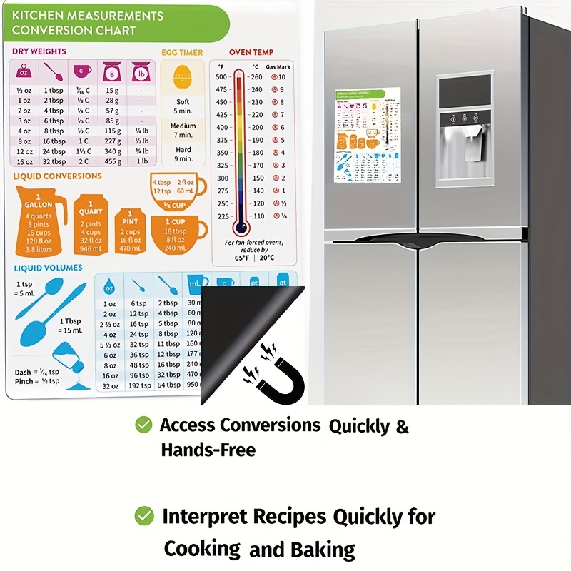 Kitchen Conversion Chart Magnet Imperial Metric To Standard - Temu