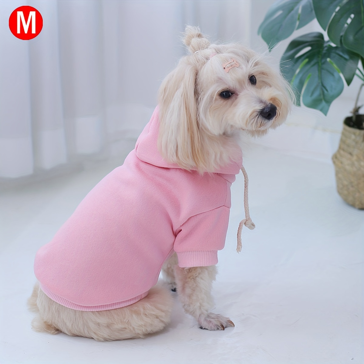 Lined Fuzzy Simple Pet Hooded Sweatshirt Dog Hoodie With - Temu