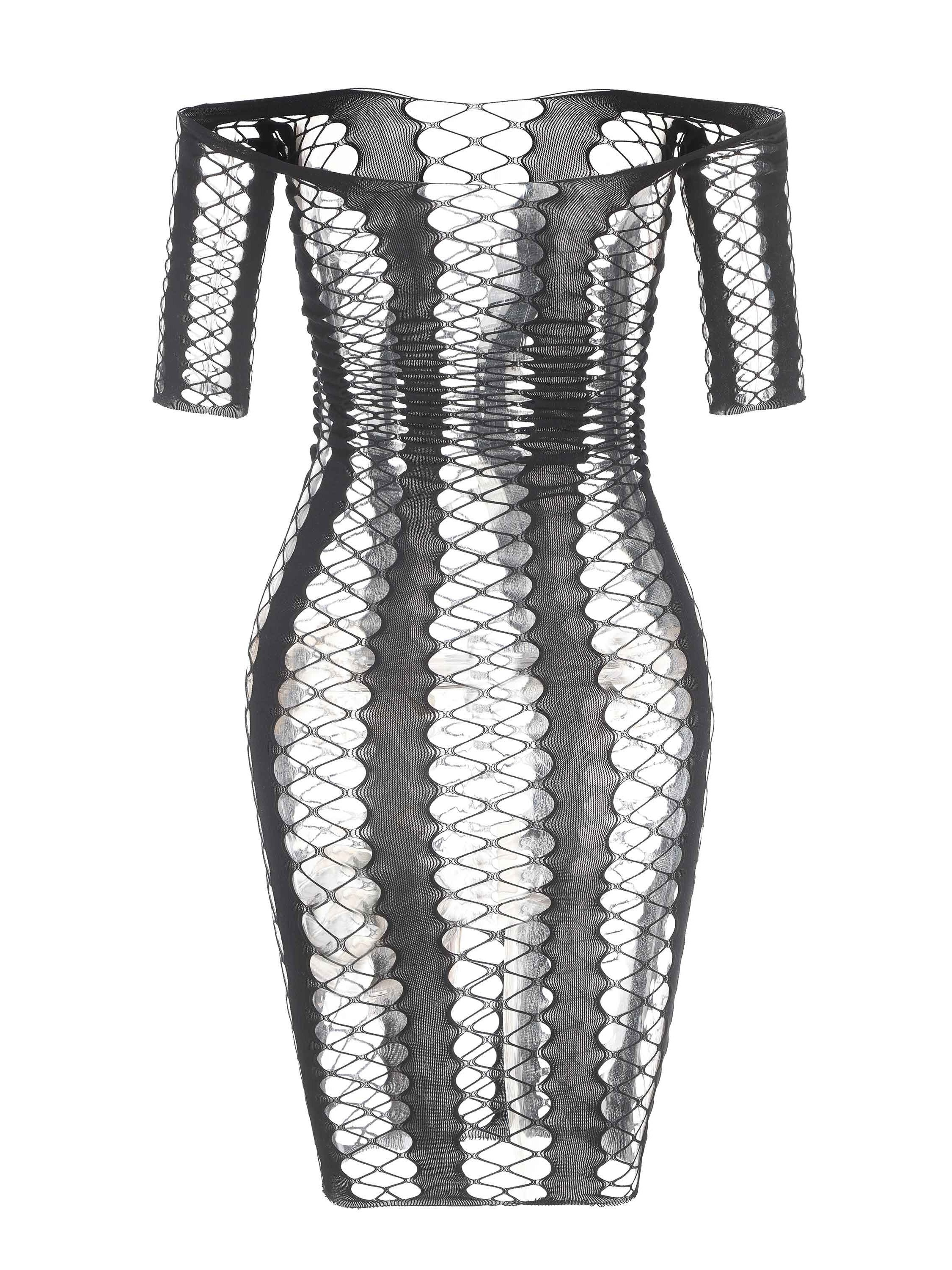 White fishnet shop bodycon dress