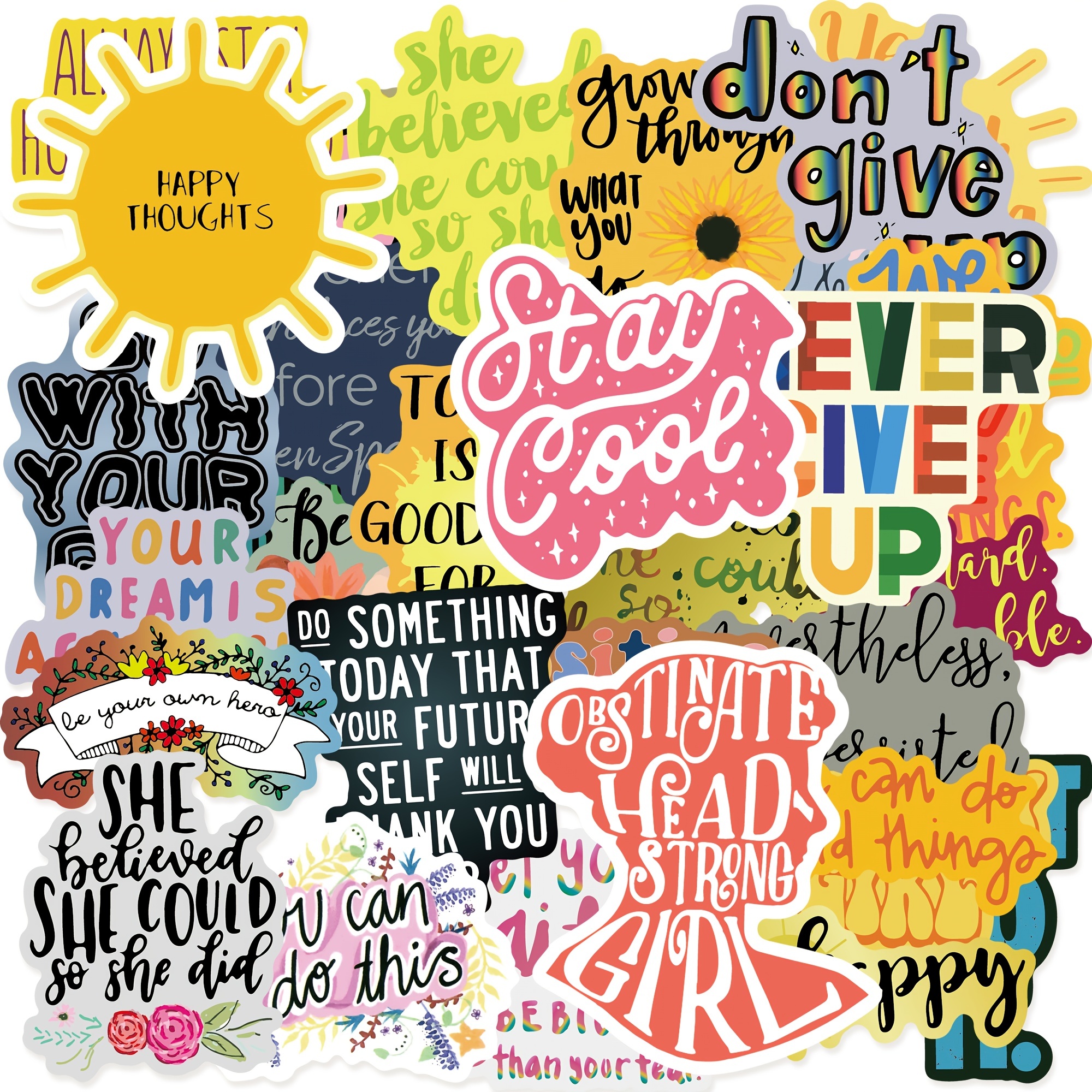 Waterproof Inspirational Quote Stickers For Water Bottles - Temu