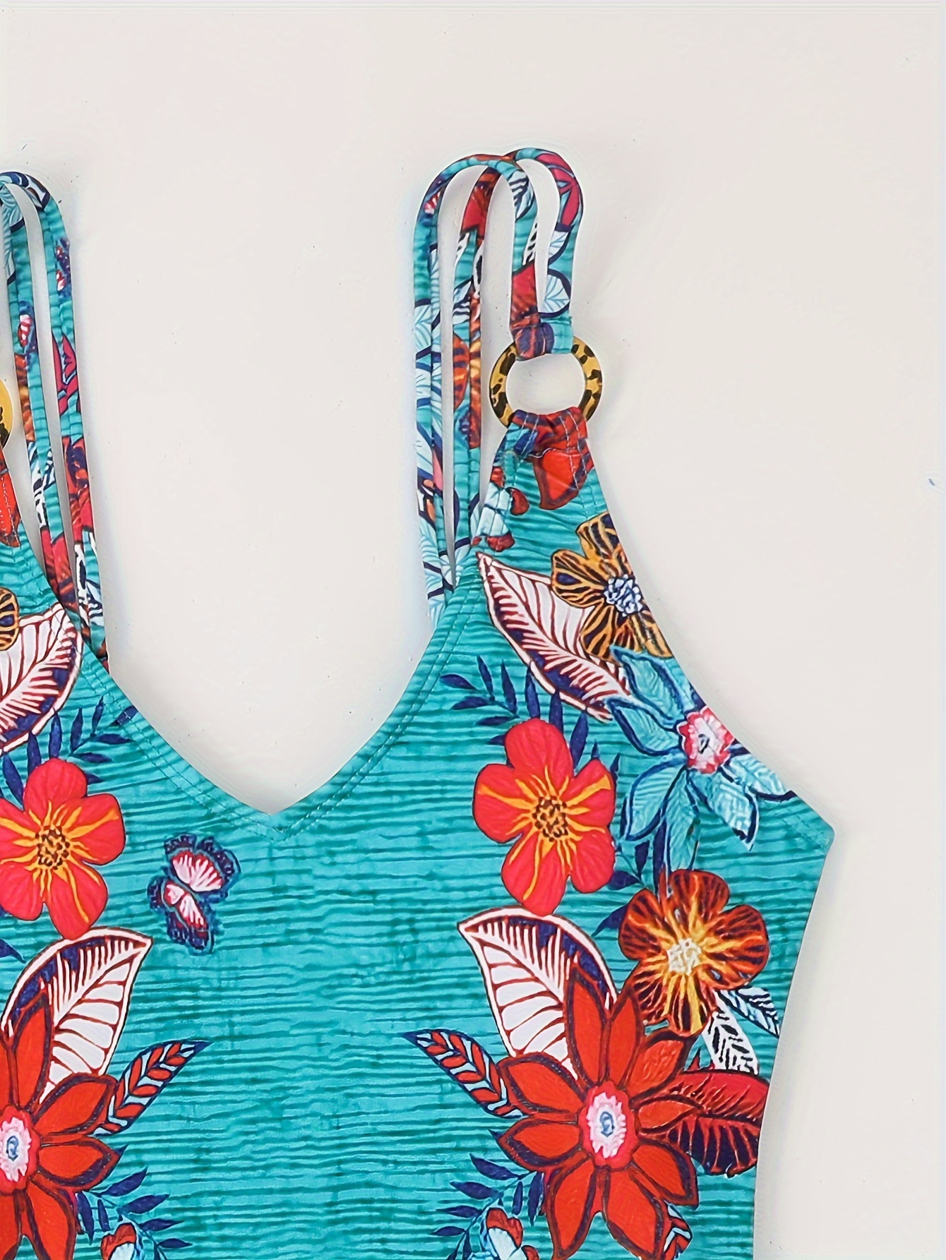 trajes baño elegantes piezas estampado floral traje baño Temu