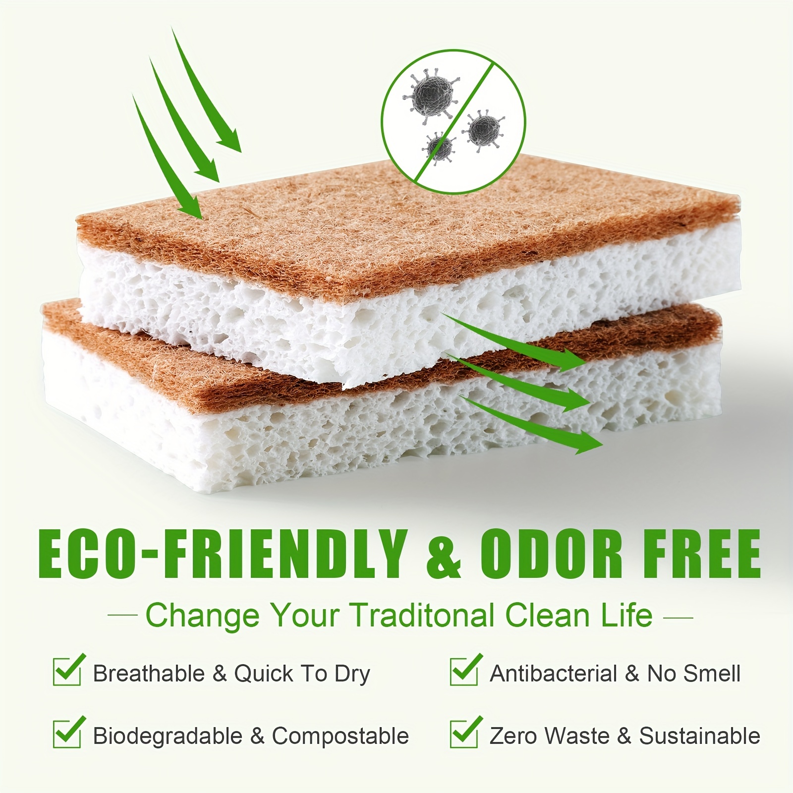 Esponja Biodegradable para fregar platos de cocina, estropajo de pulpa de  madera de coco, depurador de