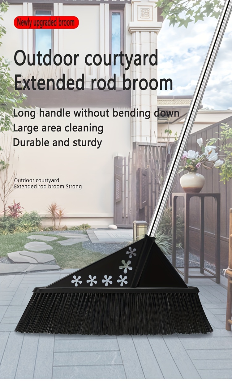1pc, 18 Inches Push Broom, Outdoor Garden Broom, Heavy Duty Broom With  61.8 Long Handle, For Deck Driveway Garage Yard Patio Warehouse Concrete  Floor