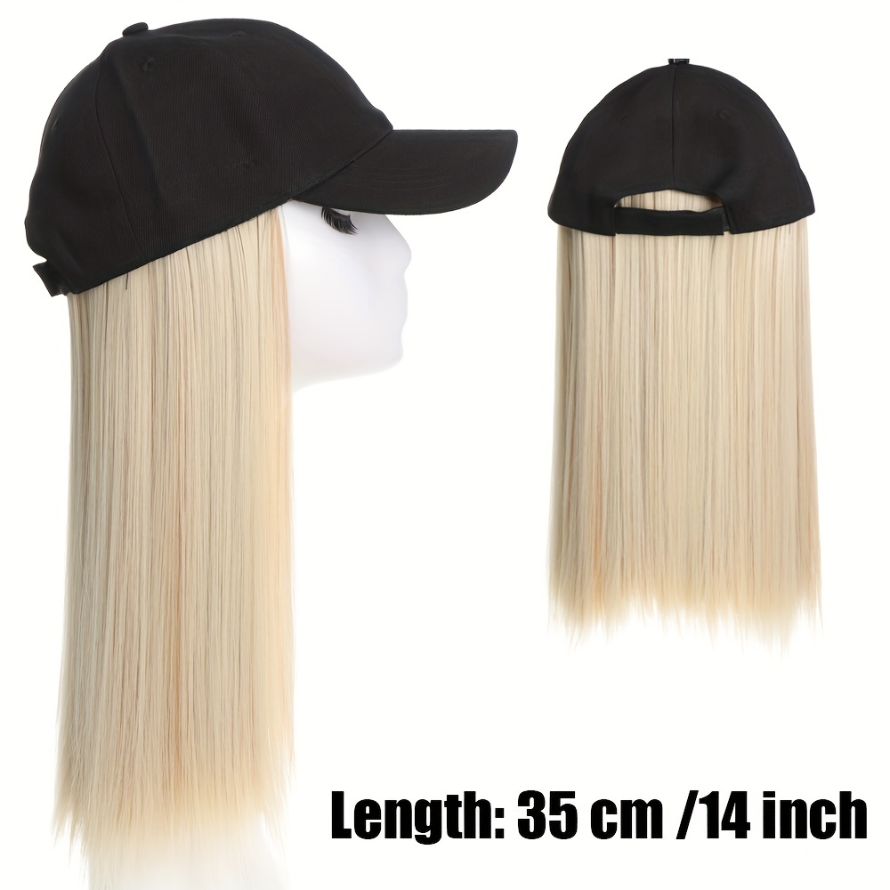 Hat with Tie-Dyed Baseball Cap and Straight Hair Wigs