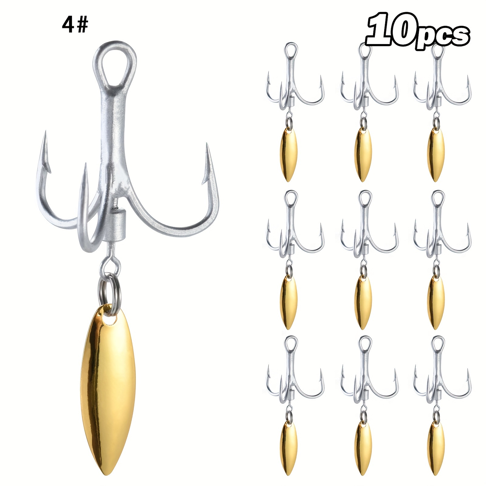 Thkfish Bladed Treble Hooks with Willow Blade Replacement Bladed Spinner  Treble Hooks for Trout Bass Freshwater Saltwater Silver-8-10Pcs, Hooks -   Canada