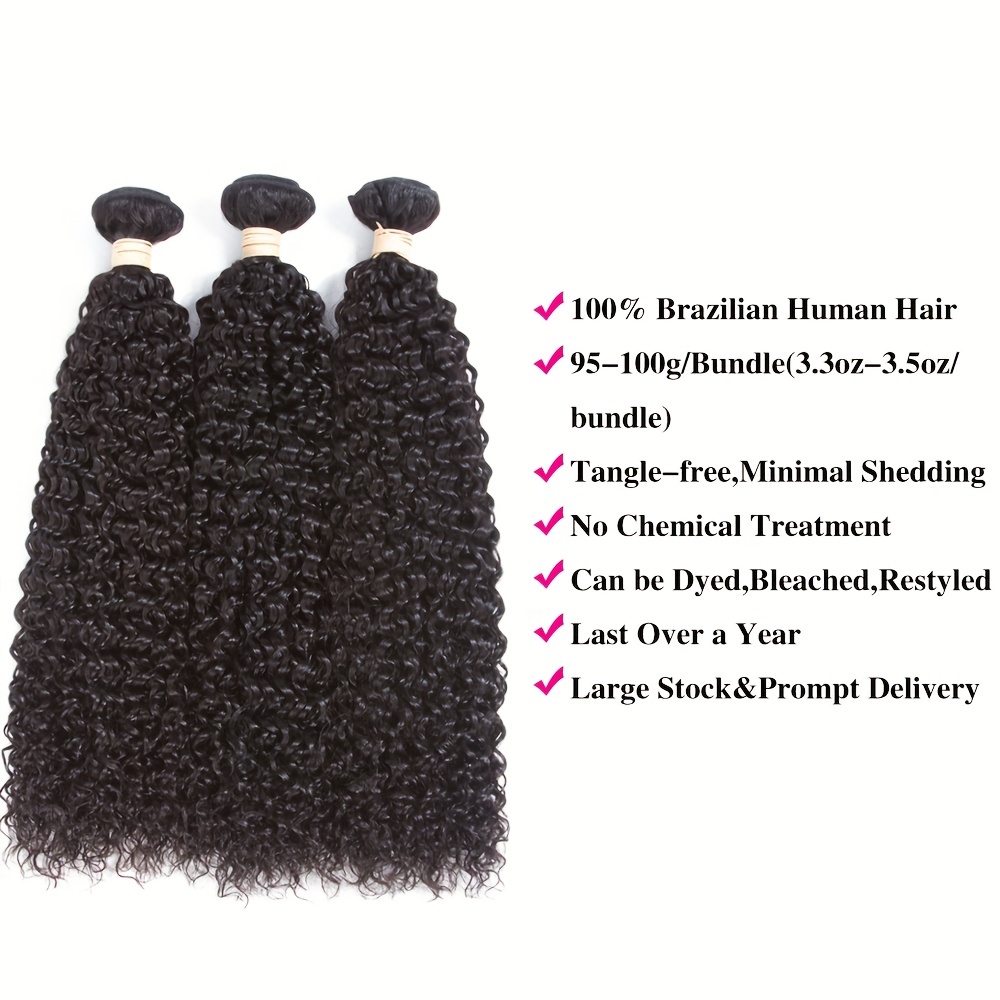 Brazilian Curly Wave Human Hair 3 Bundles 12a Grade Virgin - Temu