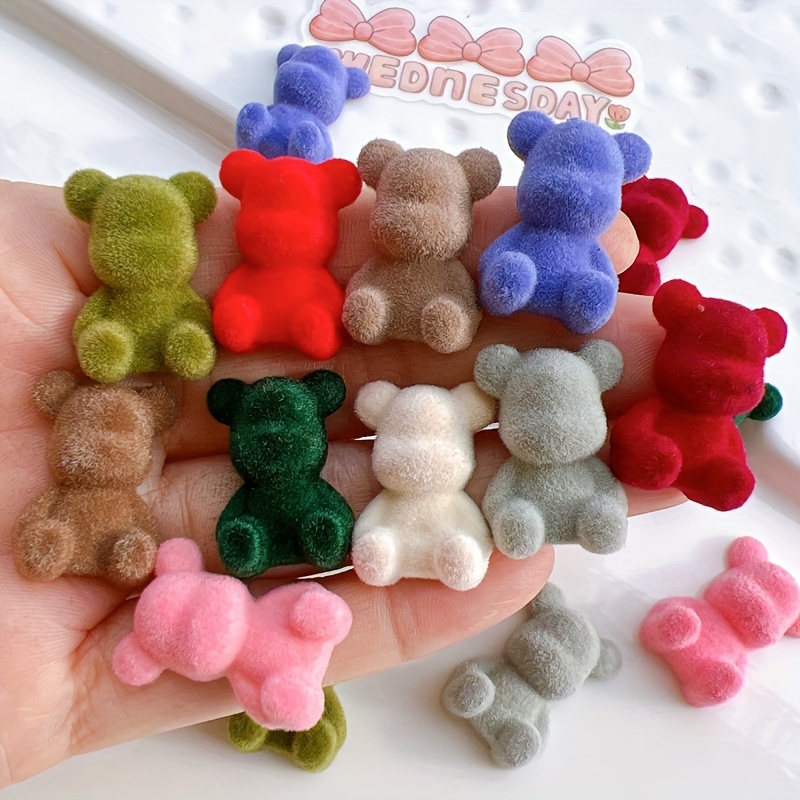 20pcs Flocking Bear Resin Charms for Jewelry, Jewels Making Accessories,Temu