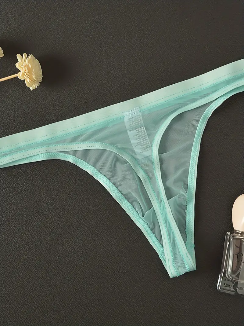 Men's Seamless Transparent Thin Mesh Sexy Thongs Underwear - Temu Malaysia
