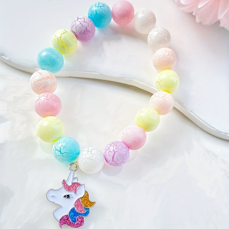 Children's 'Magical Unicorn 9th Birthday' Silver Plated Charm Bead Bracelet - Silver Plated - 16cm