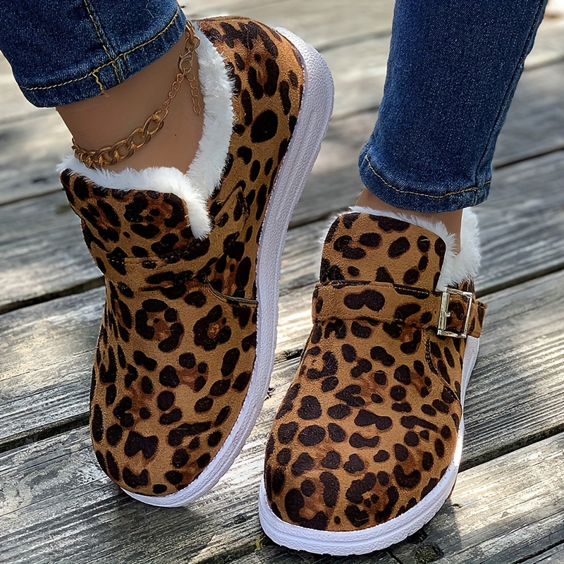 Leopard print outlet buckle boots