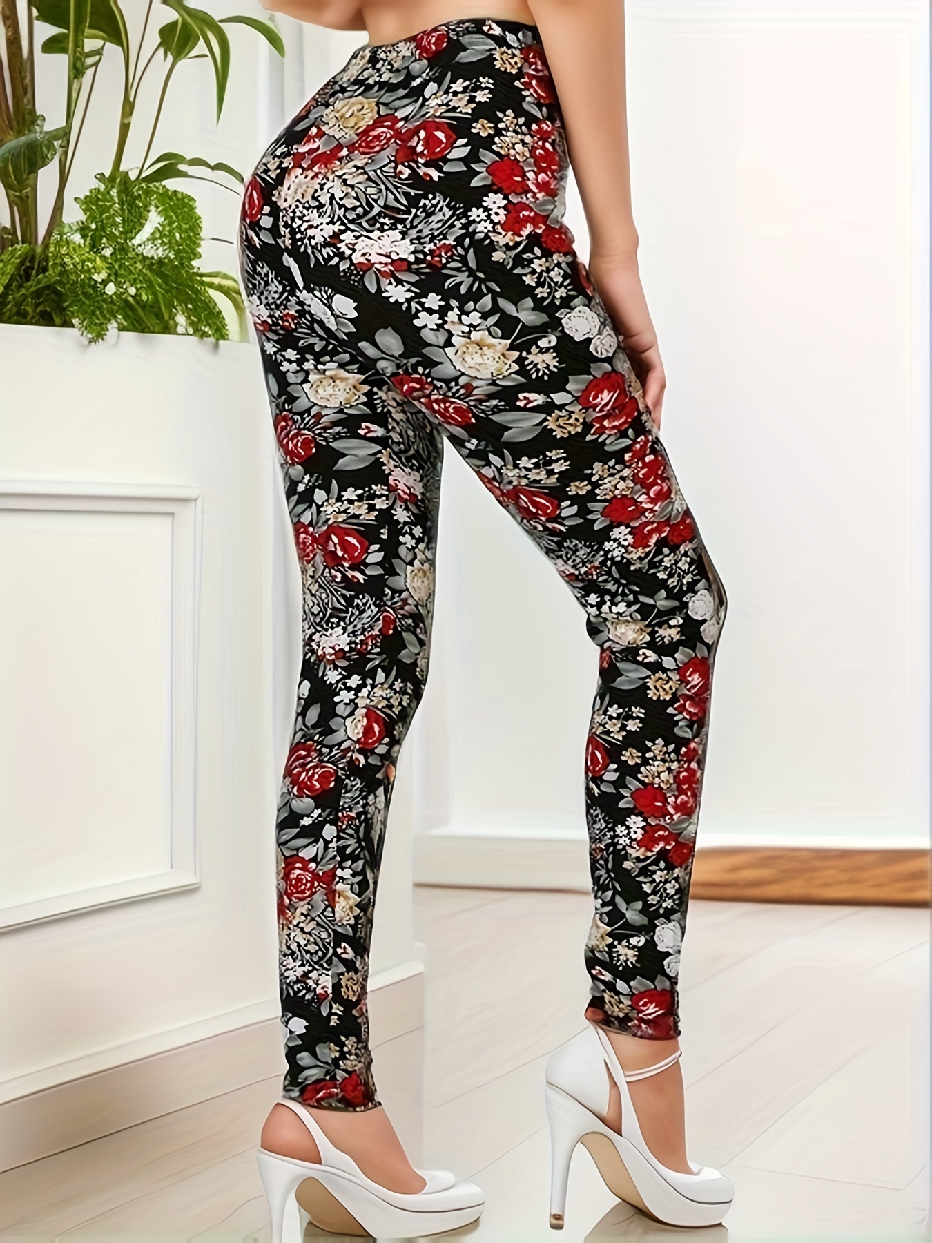 Women's Floral Satin Yoga Pants High Stretch Loose Fit Flare - Temu
