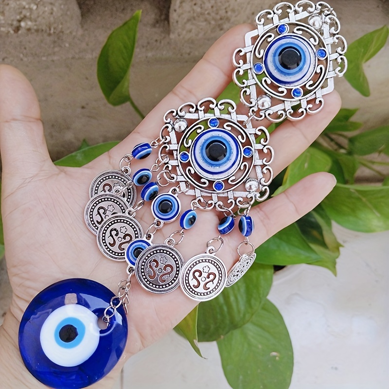  2 Pieces Evil Eye Car Hanging Ornament Evil Blue Eye Charms Car Rear  View Mirror Accessories Evil Eye Hanging Decor Moon Butterfly Car Pendant  Hanging for Window Door Car (Stylish Style) 