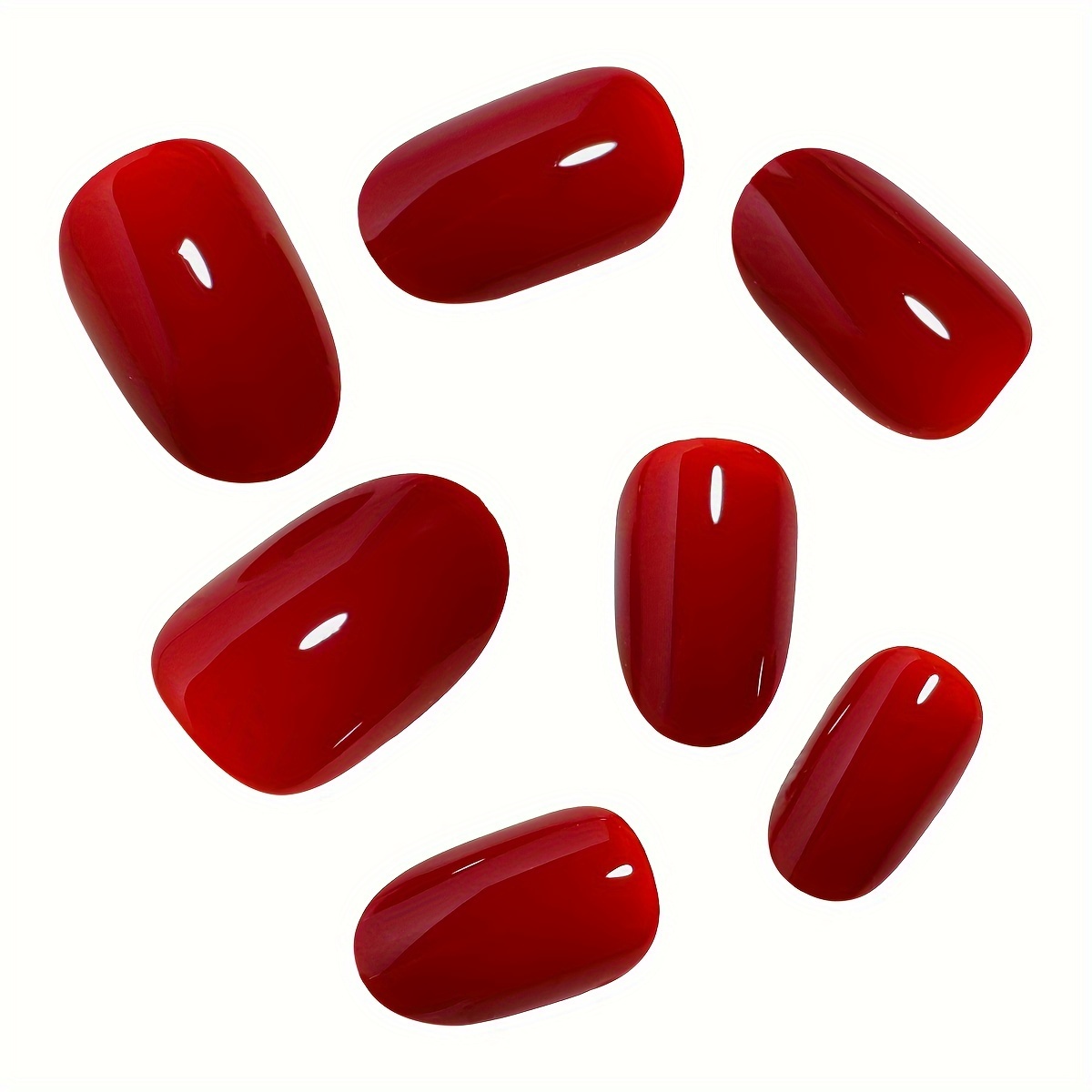 24pcs mid length oval shape press on nails solid color fake nail full cover nails for women details 11