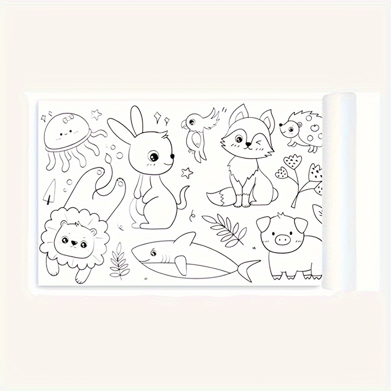 Wovilon Childrens Drawing Roll Paper, Coloring Paper Roll DIY Painting Color Filling Paper, Children's Drawing Roll Sticky Drawing Art Paper Crafts