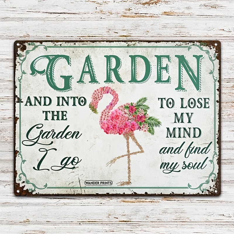 1pc Wander Prints Gardener Gift Birthday Gifts For Mom Dad Grandma Grandpa Who Love Garden Flamingo Garden Sign Unique House Warming Gift For Gardening Lovers Rustic Metal Sign Garden Stake Yard Patio Outdoor Decor 12x8 Inches