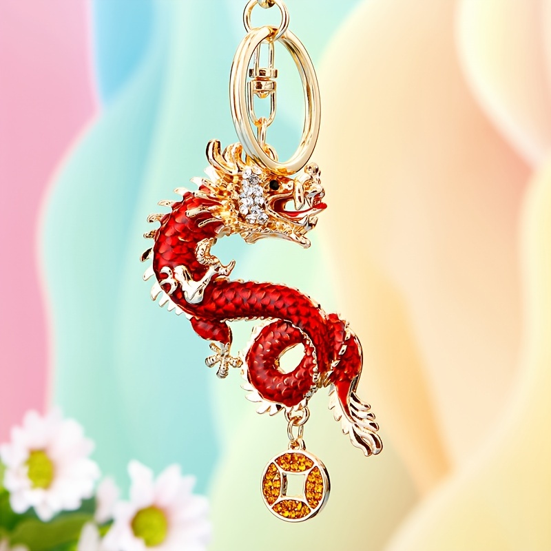 NOLITOY 12 Pcs Dragon and Phoenix Lock Keychain Ruyi Auspicious Prosperity  Charms Key Chain Hanging Decor Dragon Charms for Jewelry Making Car
