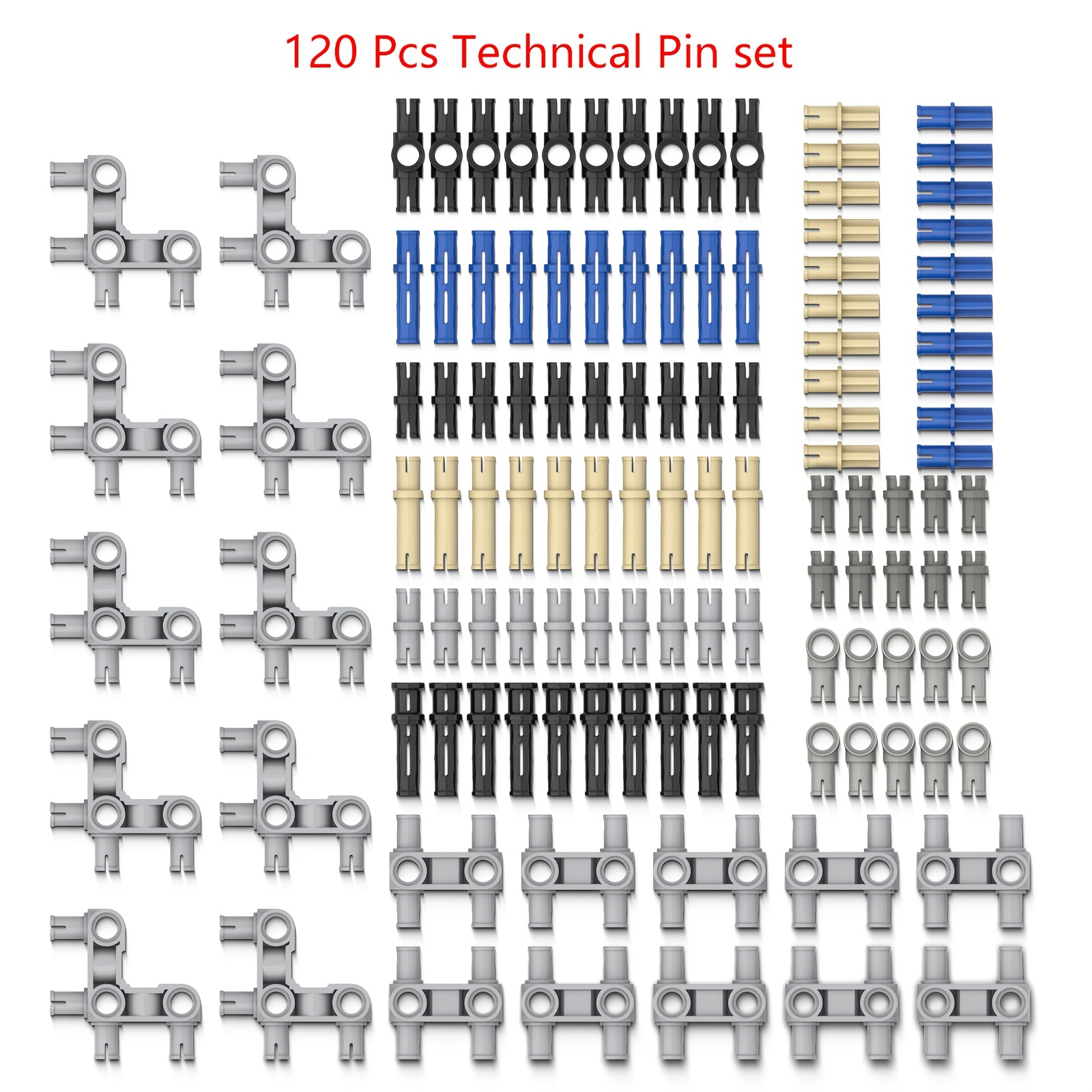 

120pcs Technical Series Parts, Pins Axles Connectors Sets Building Block, Bricks, Bulk Pack Compatible With Major Brand Diy Toys
