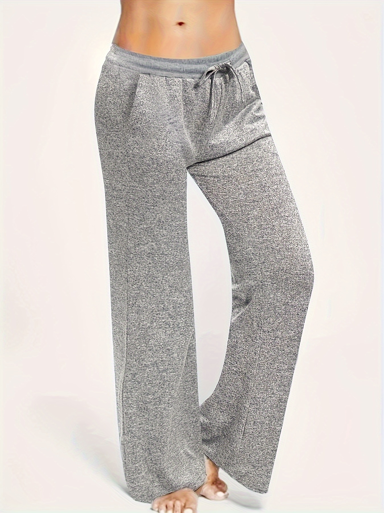 Minimalist Solid Drawstring Pants Casual Long Length Elastic - Temu