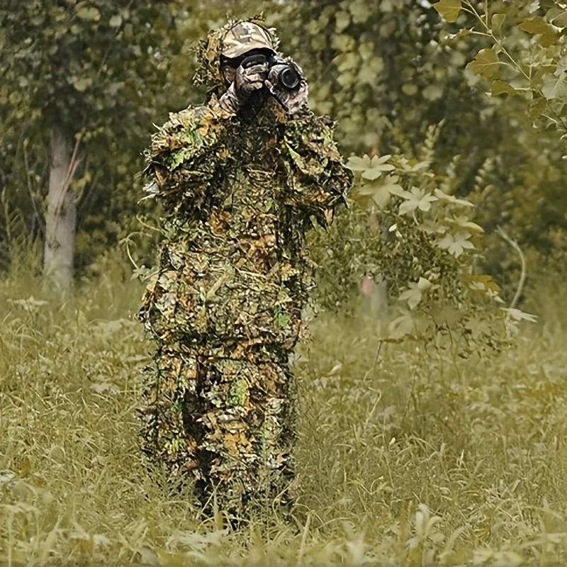 Outdoor Ghillie Suit Camouflage Clothes Jungle Suit Leaves Clothing Hunting  Suit