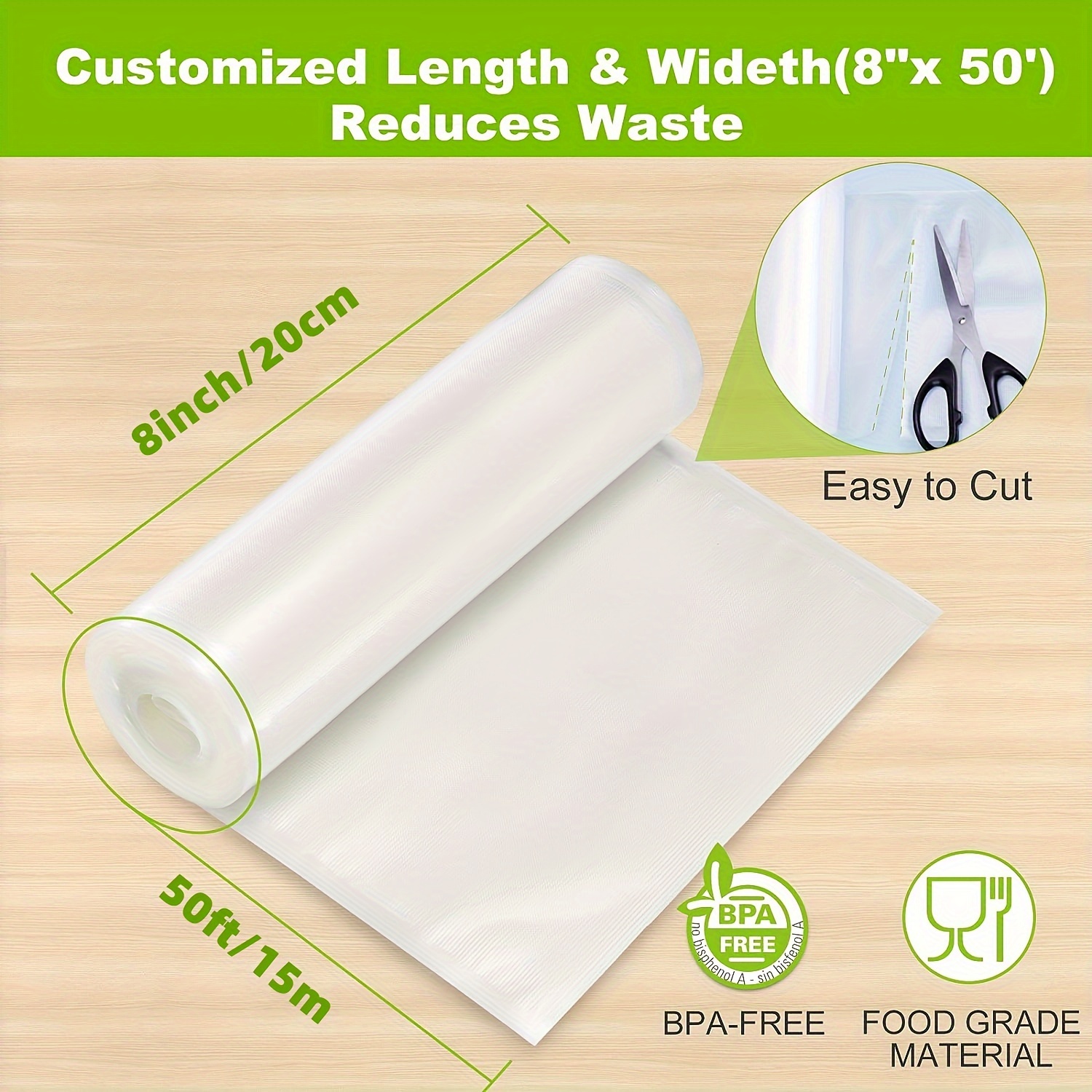 2/4 Commercial 11 x 50' Vacuum Sealer Roll Storage Bags Kitchen