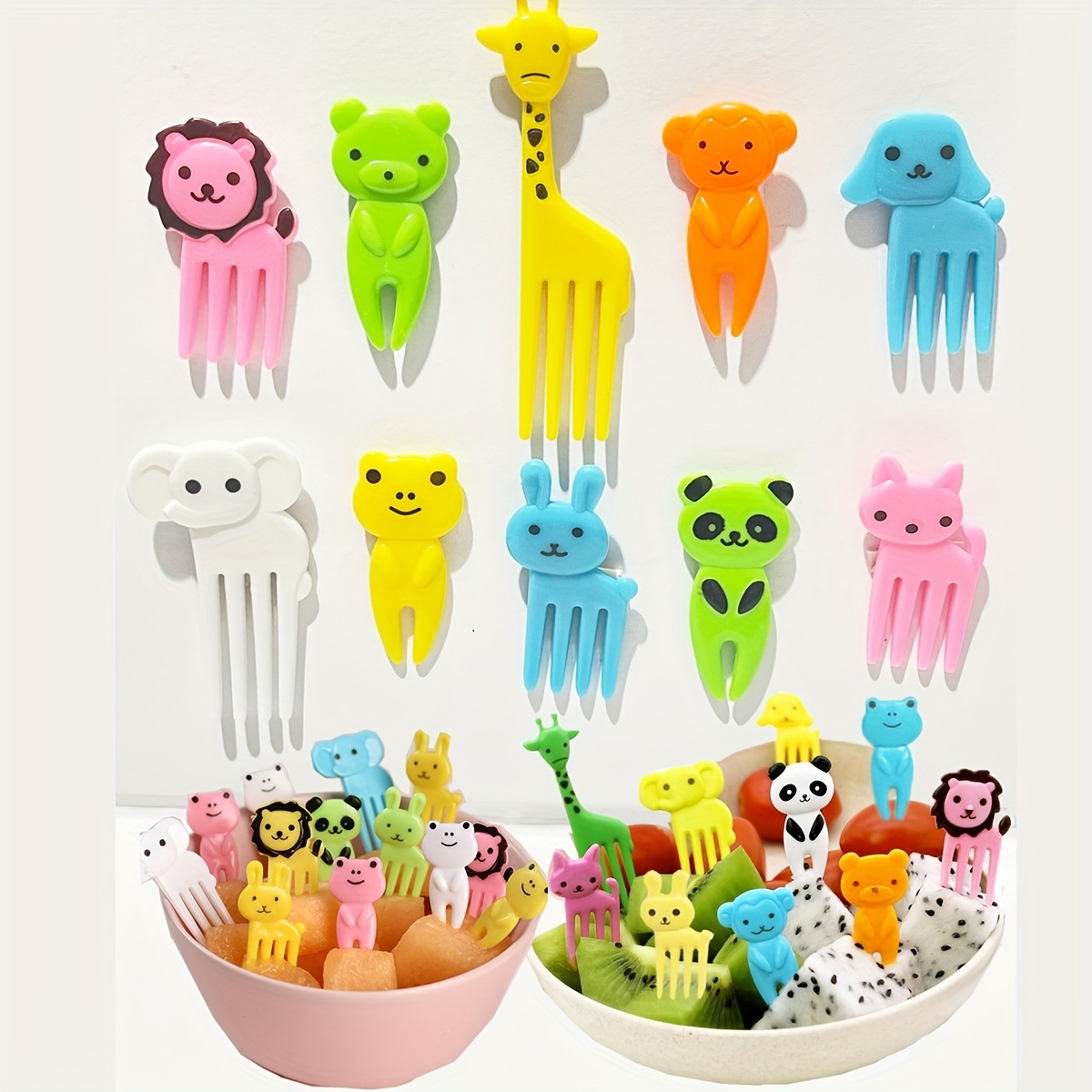 6/10/50 Pcs Mini Animal Food Picks For Kids Cute Food Fruit Fork Bento Box