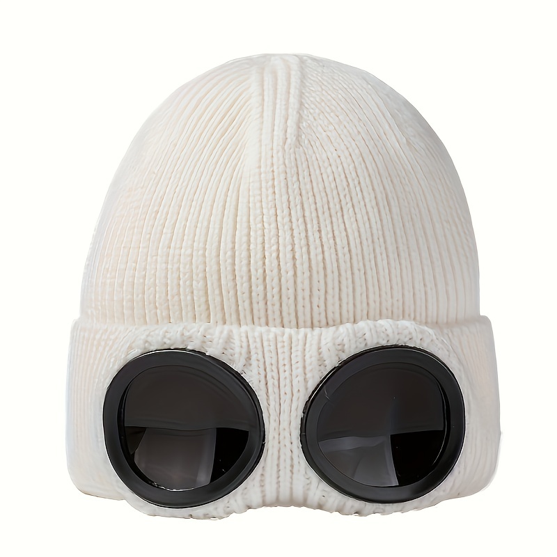 Fashion Ear Protector Wool Knitted Wool Hat With Glasses, In