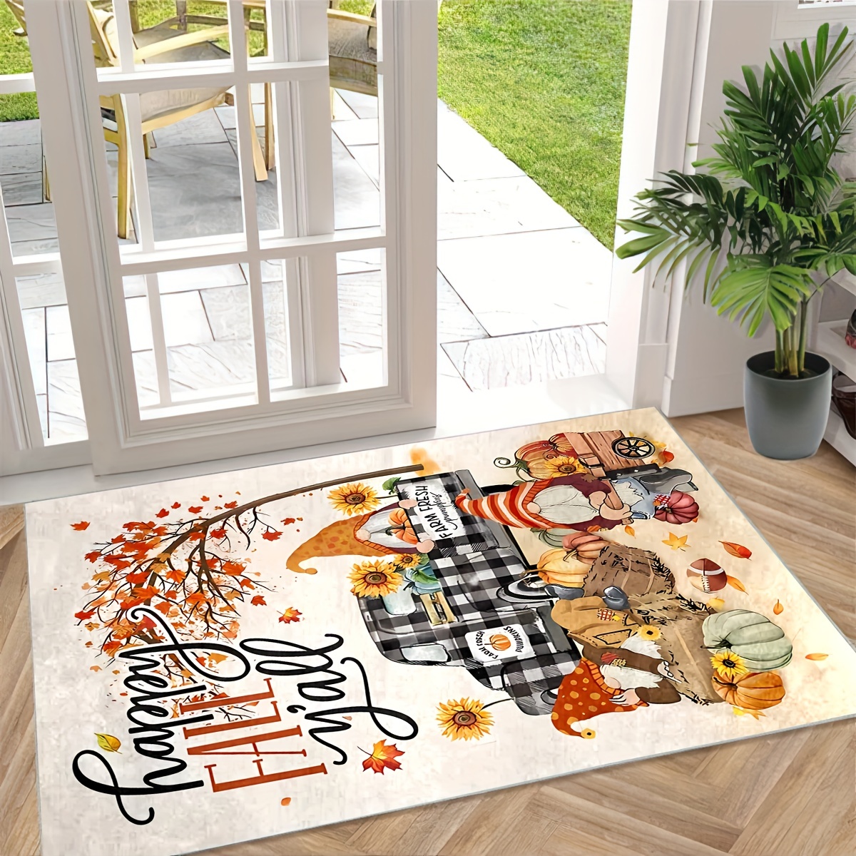  Indoor Door Mat Kitchen Rug,Pumpkins Thanksgiving Farm