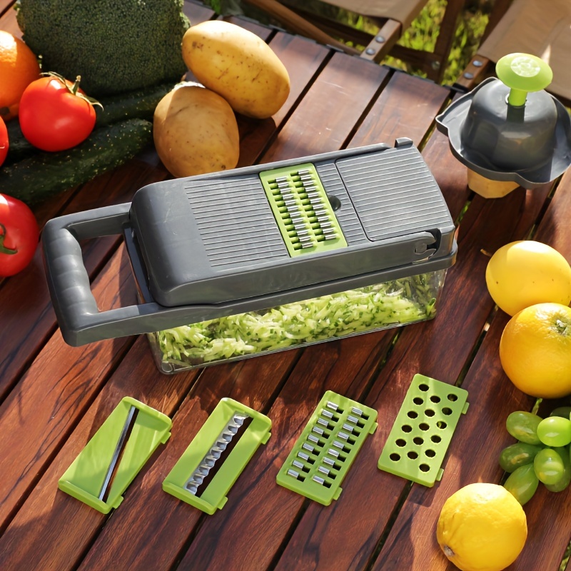 Kitchen Vegetable Shredder, Multifunctional Fruit Slicer, Handle Type Food  Grinder, Vegetable Slicer, Cutter With Container, Onion Shredder With  Multiple Interchangeable Blades, Kitchen Tools - Temu