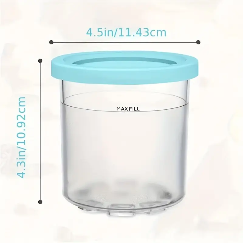 4Pcs Ice Cream Pints Cups for NC500 NC501 Ninja- Creami Series Ice Cream  Maker Replacements Storage Jar With Lids 