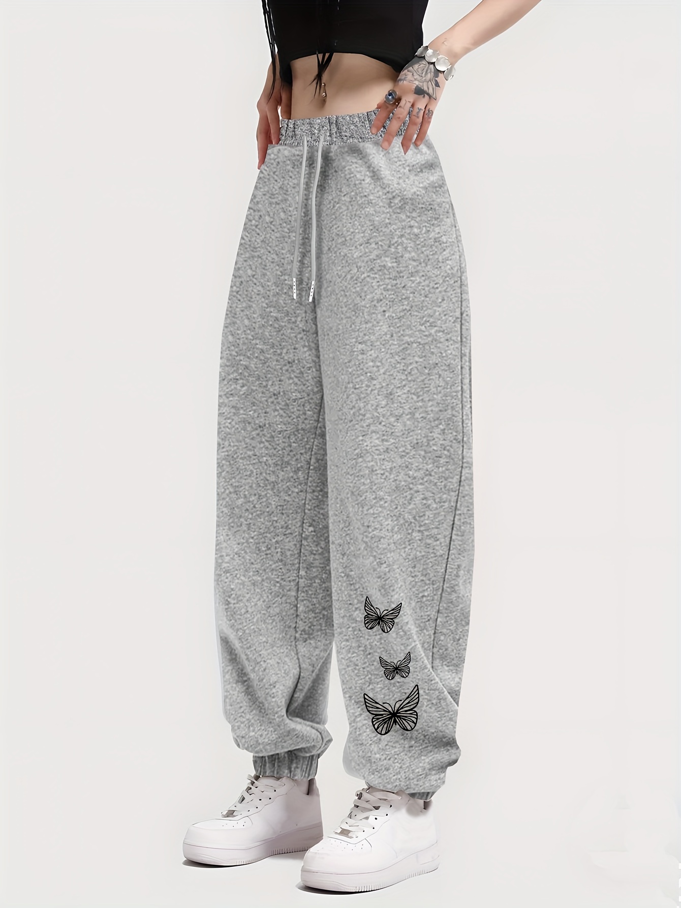 Women's Fashionable Solid Color Sweatpants Drawstring Casual - Temu Canada