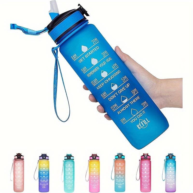 Motivational Water Bottle With Straw Plastic Large Capacity - Temu