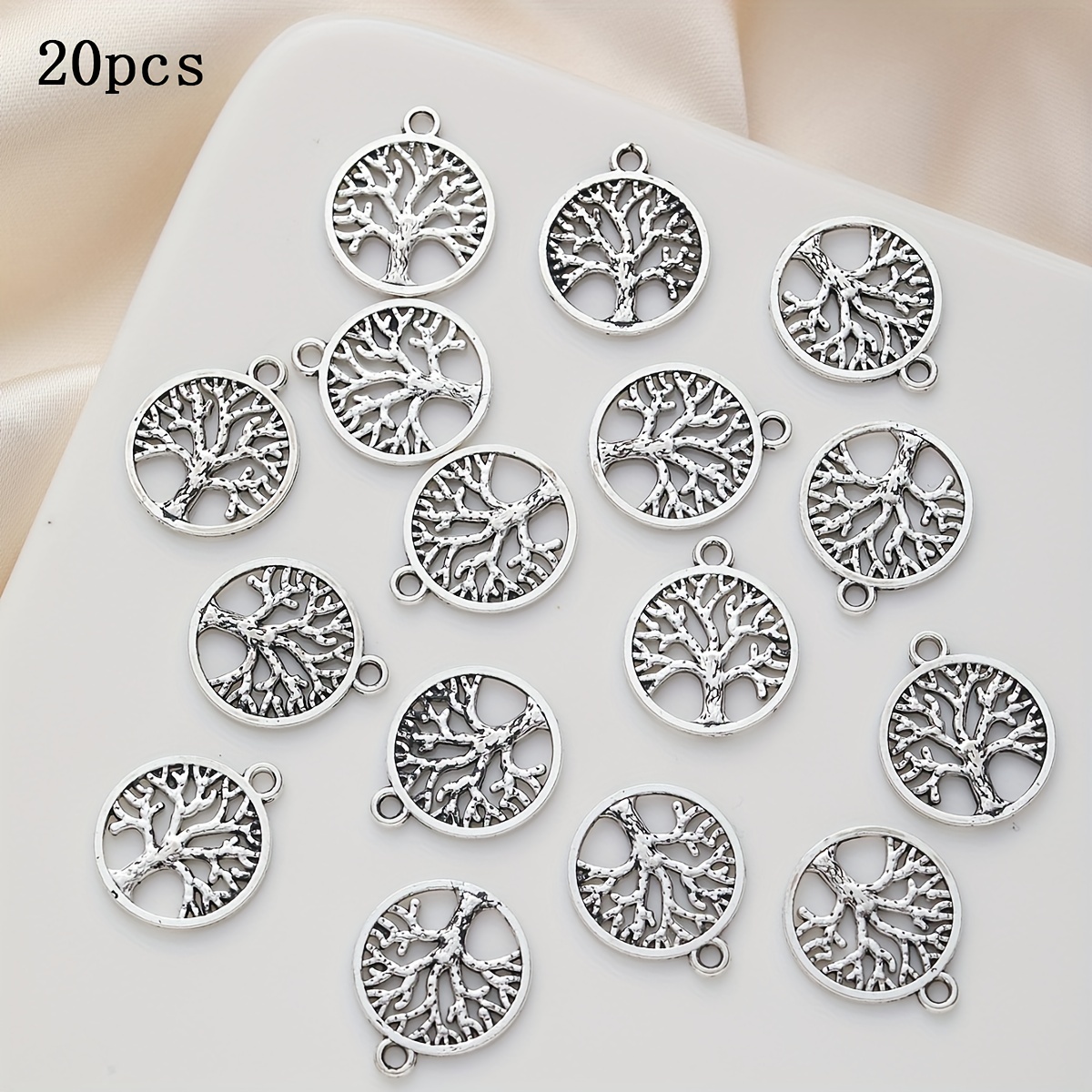 

20pcs, Of Pendants, Round Alloy Silvery Pendants, For Accessories