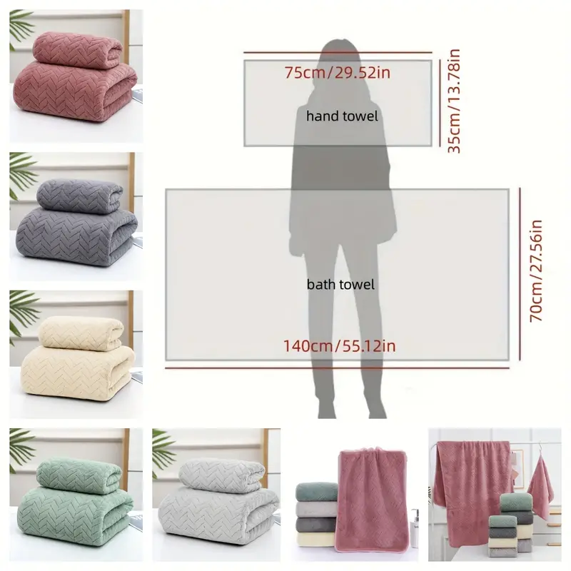 Temu - Germany Einfarbiges Handtücher teiliges Set 2 Handtuch Weiche